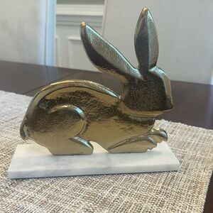 Gold Rabbit Figurine on Marble Base